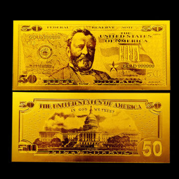 United States Of America 24 Kt 0.999 Gold Dollar Bill $50 Limited Usa