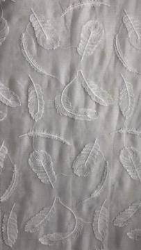 White Feather Design Chiffon Embroider Fabric