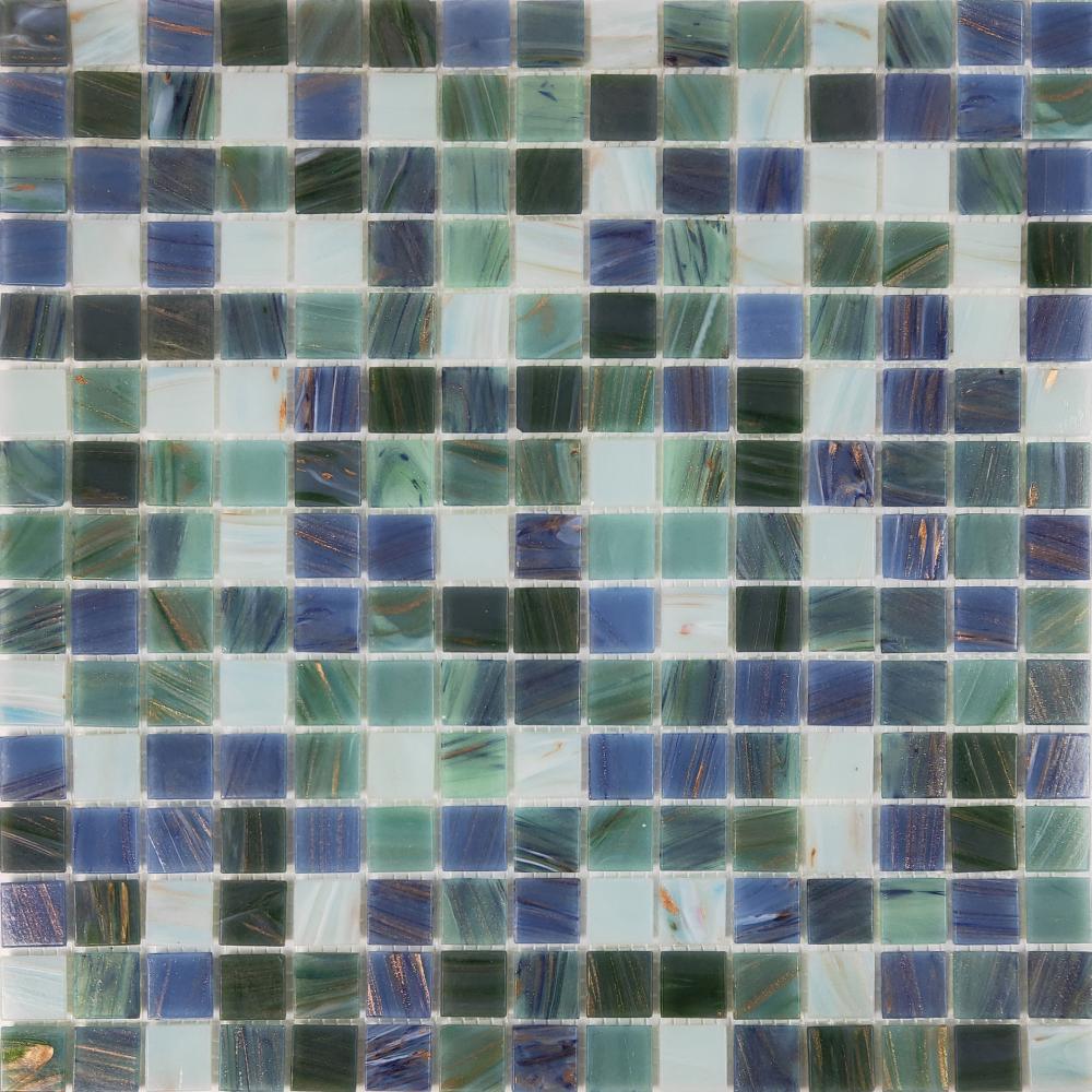 Carreaux de mosaïque de verre moderne turquoise vert ligne or