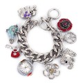 Colores moda pulsera Metal corazón colgante Multi mujeres Vestido reloj cuarzo