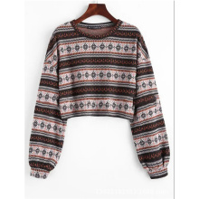 Women's Tribal Ethnic Graphic Cropped Knitwear