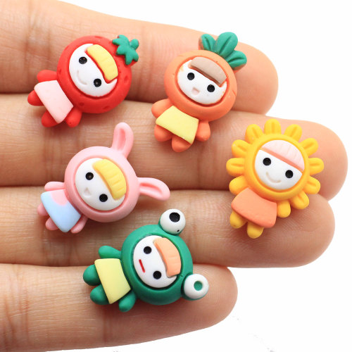 Kawaii Cartoon Mädchen Junge Harz Perlen Flatback Cabochon Baby Karotte Tomate Sonnenblume Kaninchen Flog DIY Art Decor Factory Supply