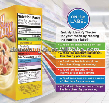 Nutrition adhesive label printed ,nutrition facts labels