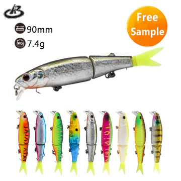 Hard Lure Minnow: Topwater Fishing Artificial Minnow 7.4g, 90mm, Multi-Jointed Hook for Anglers