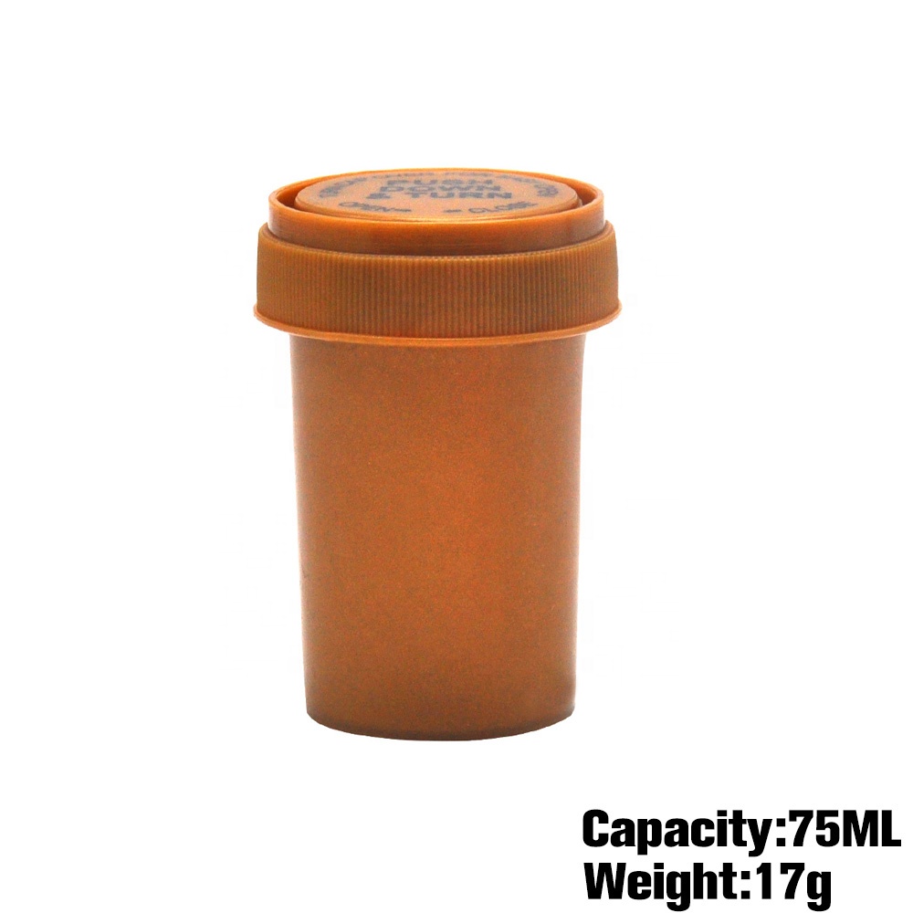 20 Dram Push Down Turn Vial Container Acrylic Plastic Storage Stash Jar Pill Bottle Case Tobacco Box with safety lock