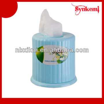 Round plastic facial tissue box