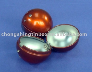 Egg shape tin container, hinge tin container