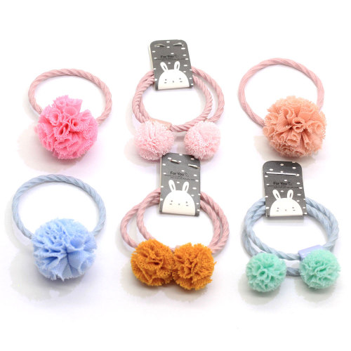 2019 New Products Baby Girl Toddlers Pom Pom Flower Hair Ties Pastel Color Elastic Hair Band Headband Ponytail Holders
