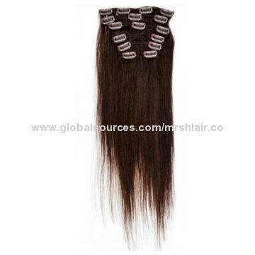 16-Inch Straight Dark Color 100% Peruvian Remy Hair Clip in Extensions