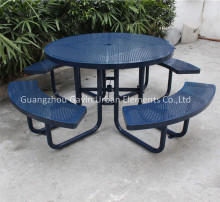 Metal patio table and bench outdoor picnic table set