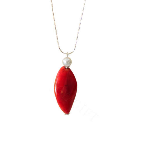 Natural Gemstone Agate Necklace with Silver Chain