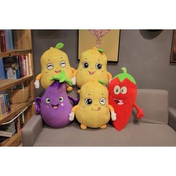 Custom Plush Toy Fruits Vegetables Embroidery Face