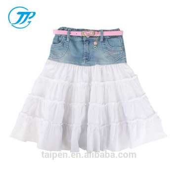 High Quality Children Long Skirts Beautiful Summer Kids Girls Jean Skirt With Lace