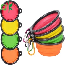 Silicone Travel Dog Bowl With Carabiner Safety Hooks