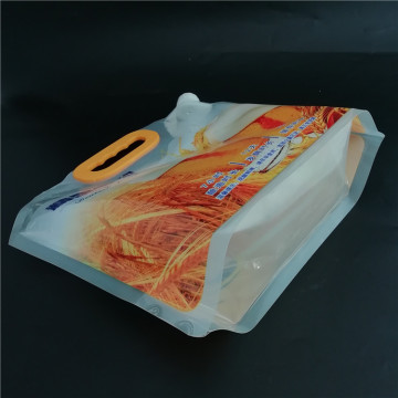 plastic handle stand up packaging bag with cap