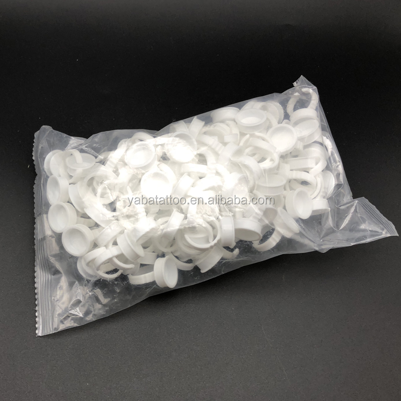 200pcs Plastic Tattoo Ink Ring for Eyebrow Permanent Makeup All Sizes white Tattoo Pigments Ink Holder Rings Container/Cup