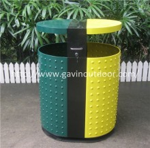 Embossed steel waste bin park waste bin 2 compartment recycle bin