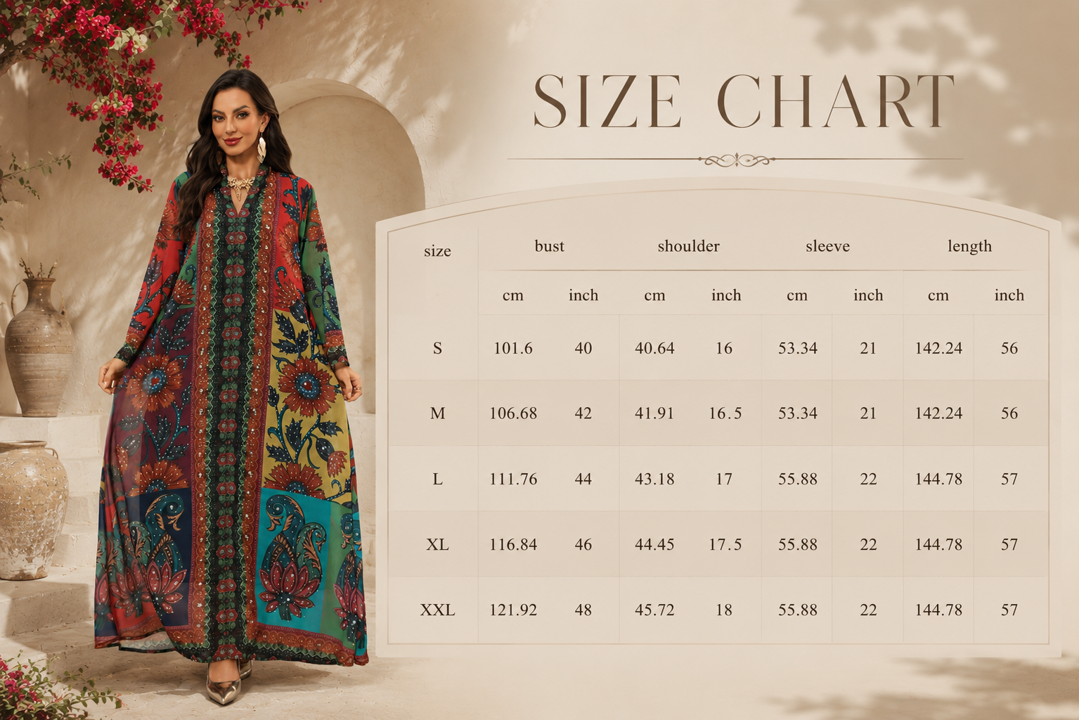 لباس جلابیا عبای چاپ گلدار Floral Printed Jalabiya Abaya Dress