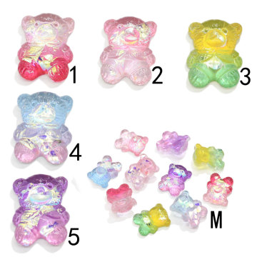 Kawaii Artificial Bear Resin Charms Glitter Animal Gummy Bear for DIY Earring Pendants Jewelry Making