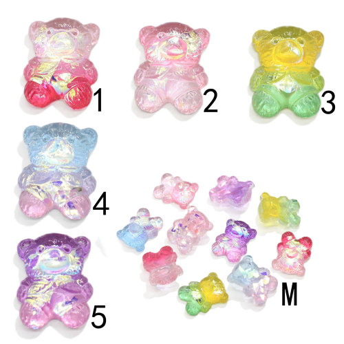 Encantos de resina de oso artificial Kawaii oso de goma con purpurina animal para DIY pendientes colgantes fabricación de joyas