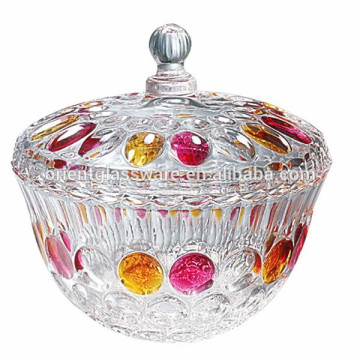 High Quality Painting large glass candy jar with glass lid