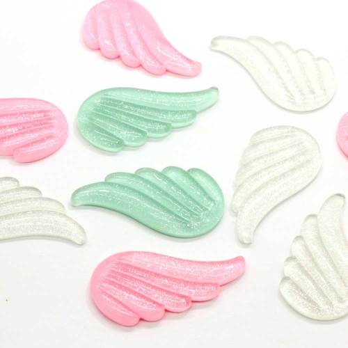 40mm Kawaii Leuke Glitter Engelenvleugels Plaksteen Hars Cabochon Scrapbooking Versiering Telefoon deco DIY Decoratie Craft