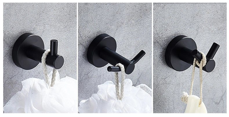 304 Black Hook Wall Hook Towel Hook for Bathroom Stainless Steel Coat Hook