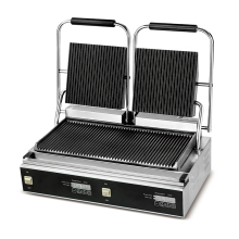 Electric Up And Under Grooved Counter Top Griddle Double Panini Sandwich Maker Press Double Panini Grill
