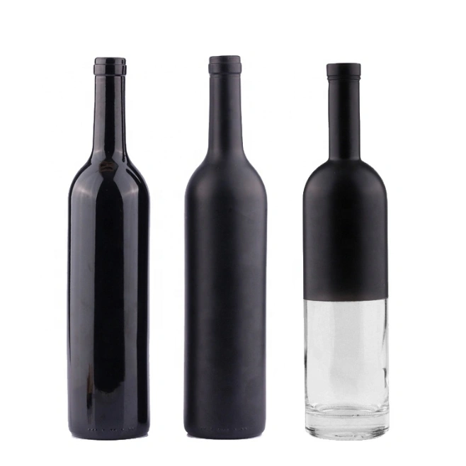 Multi Style Matte Black Wine Glass Bottle Customized by Manufacturer