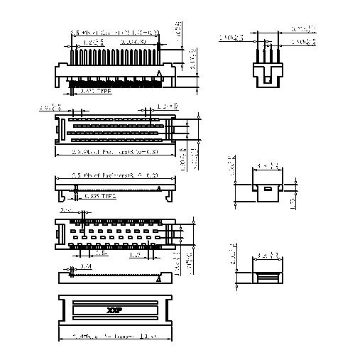 FDBS02 1.27x2.54mm DIP Plug Connector Four Row Foot-Model