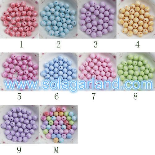 Perline Gumball a strisce rotonde in plastica acrilica da 8 mm 10 mm 12 mm