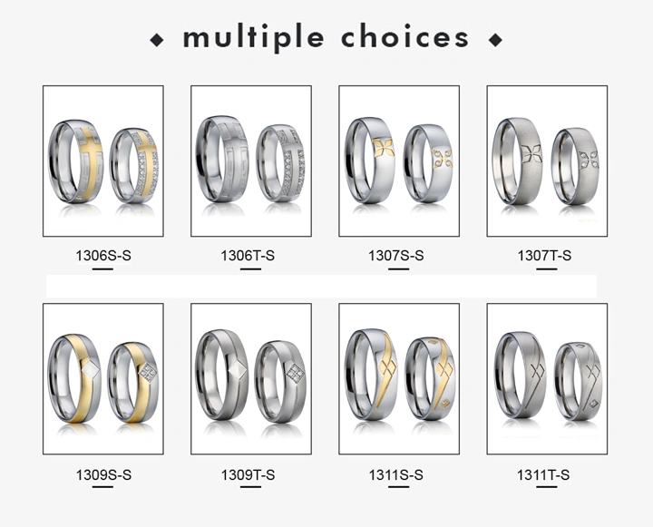 Fashion IP Gold Plated Men's and Women Couple 316L Stainless Steel Finger Ring Wholesale