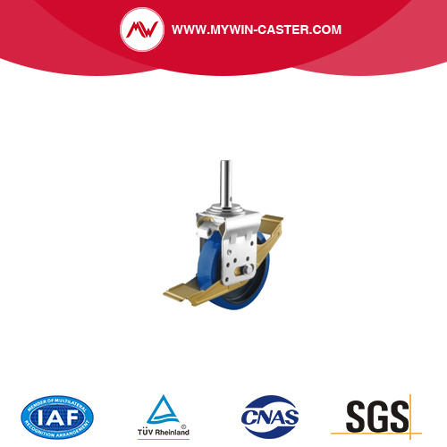 Mywin Pu Wheel Blue Nylon Core Hourdet Industrial Scaffolding Caster avec verrouillage total