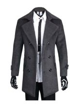 Long Sleeve Winter Outerwear , Grey Wool Hunting Jacket With Comfortable Fabric For Man
