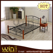 latest metal bed designs with rubber wood post
