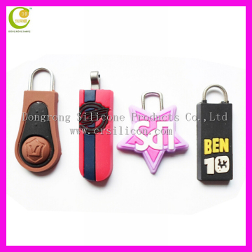 Eco-friendly pvc zipper puller/rubber zipper slider/soft pvc zipper pull/pull head of drag chain