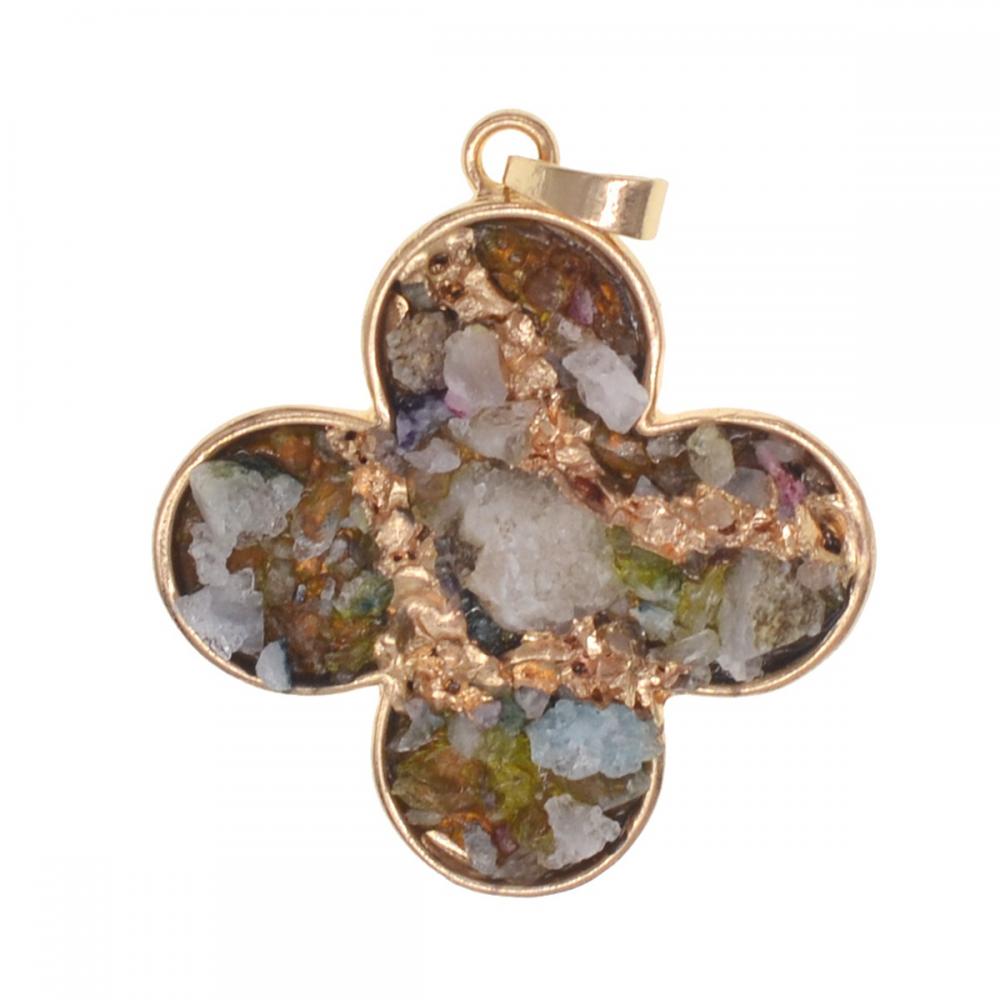 Collier à pendentif en forme de pierres précieuses en cristal de Drusy naturel