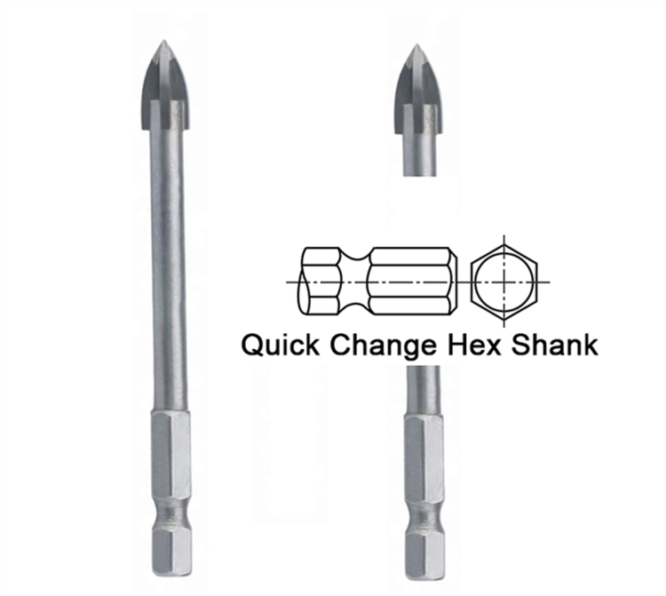 Hexagonal Quick change shank Carbide Spear Tipped Ceramic Porcelain Tile Glass Drill Bit