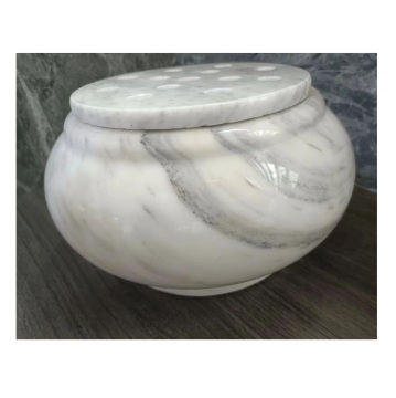 White Marble Stone Cemetery Flower Pots for Memorials