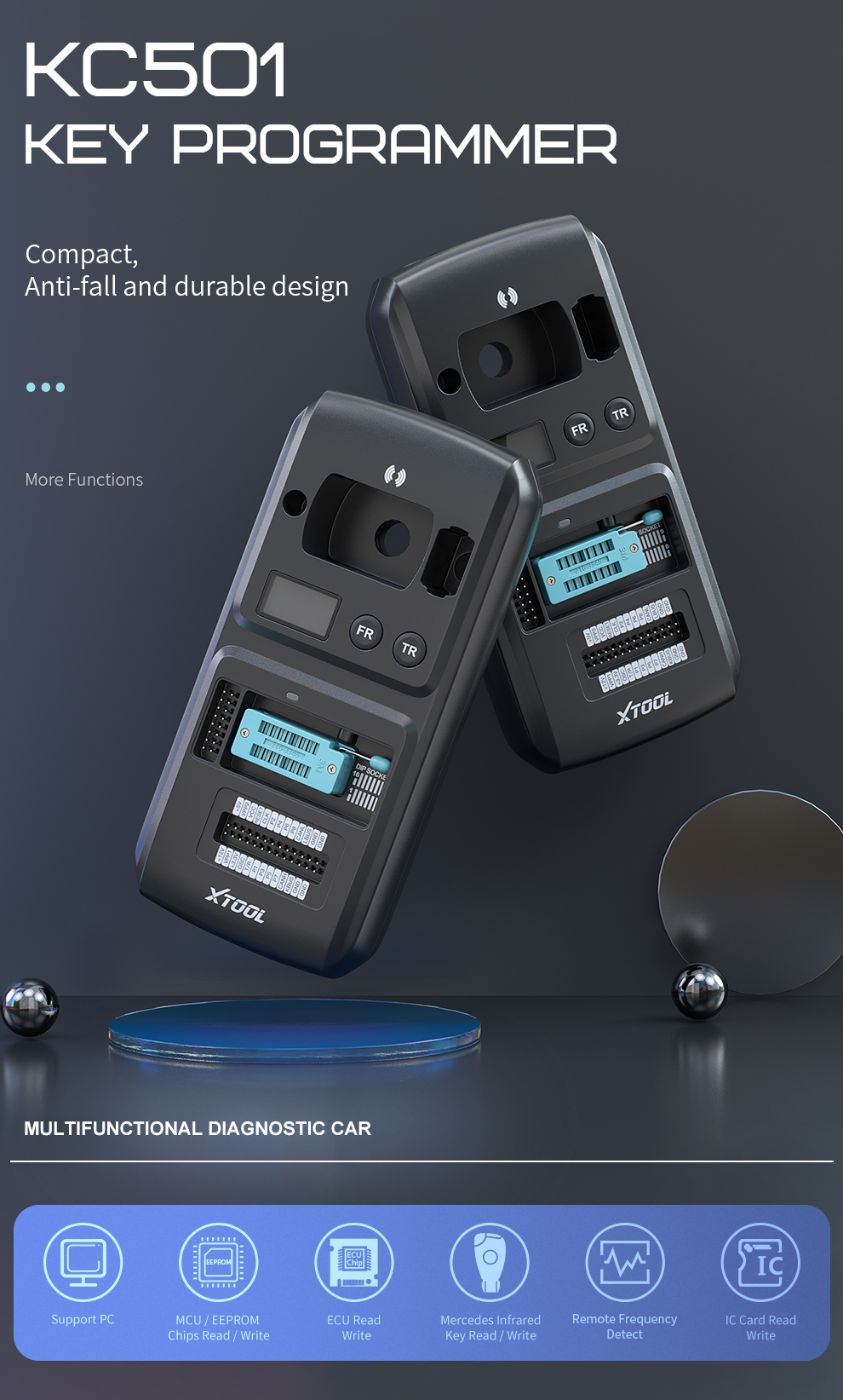 XTOOL KC501 Key Programmer ECU Reader OBD2 Chip Tool Works With X100 PAD3 Car Key & Chip Programming new version