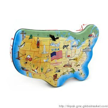 USA map candy tin box