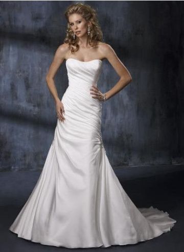 Sweetheart Neckline Trumpet Strapless Simple Modest Wedding Dresses