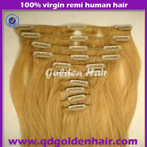 Golden Hair Top Quality Grade AAAA Wholesale Double Drawn Clip in Hair Extension