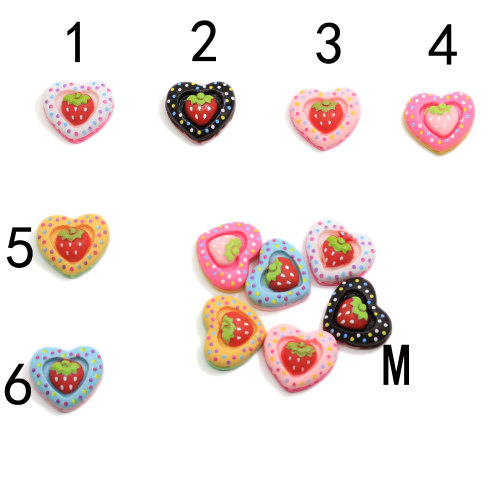 Mixed Heart Cake With Strawberry Ornament Simulation Dessert Food Flatback Resin Cabochon Accessory Dollhouse Diy Craft Deco