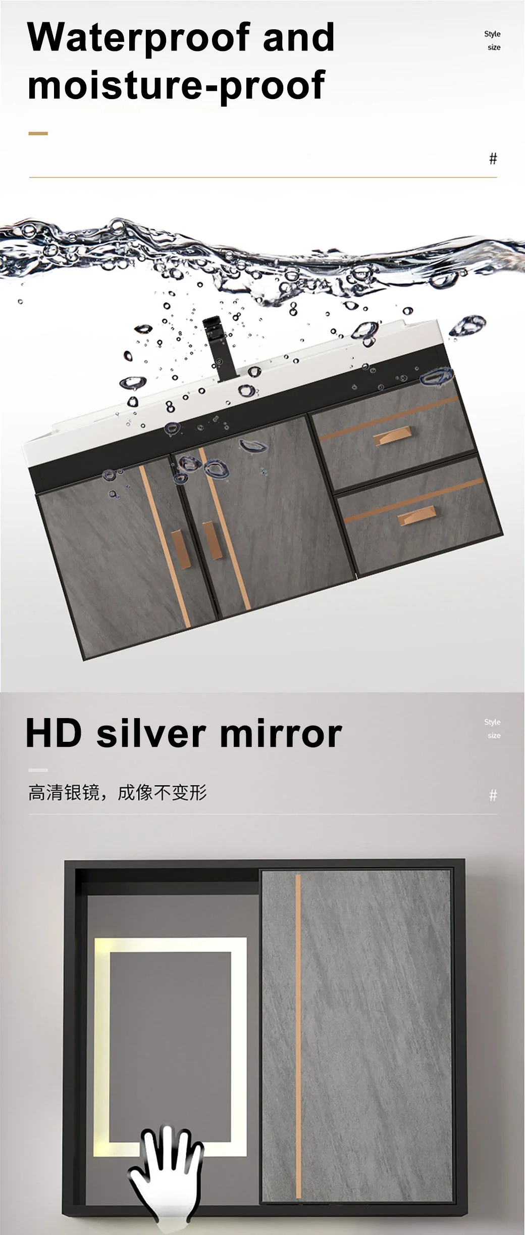 Thickened Aluminum Space Aluminum Honeycomb Door Panel Waterproof/ Anti-Cracking/Fire-Proof/Anti-Mold New Combined Aluminum Bathroom Cabinet