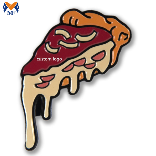 Pin de esmalte de pizza de plato negro de metal personalizado