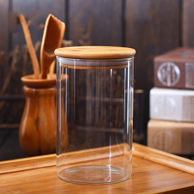 Wholesale Eco-Friendly Glass Storage Jar with Nature Bamboo Lid