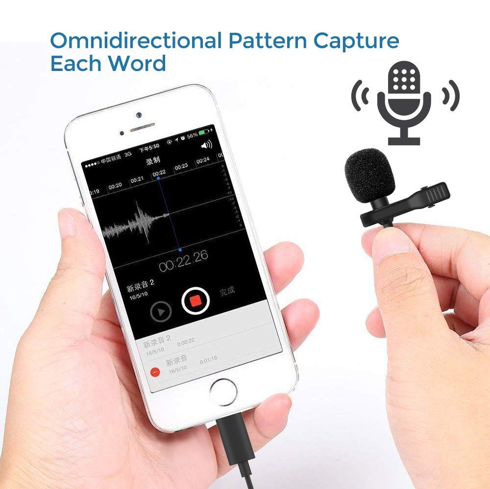 Factory Custom Lavalier Condenser Smart Microphone For Iphone Recording