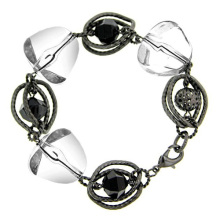 Attractive gun black charm bracelet with acrylic ballf