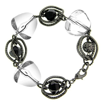 Attractive gun black charm bracelet with acrylic ballf